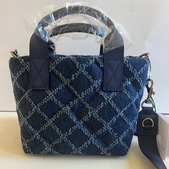 Kurt Geiger NWT, Denim Navy Blue, Quilted Tote Bag, Crossbody - Picture 6 of 15